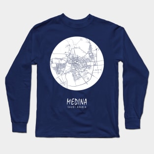 Medina, Saudi Arabia City Map - Full Moon Long Sleeve T-Shirt